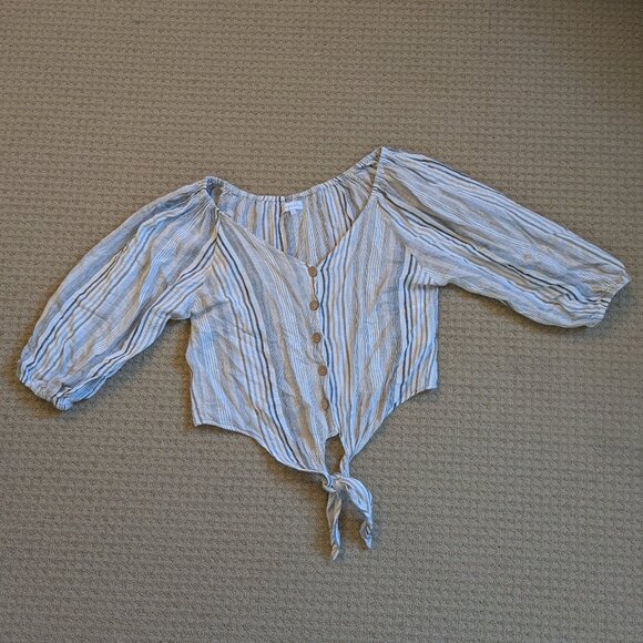 Juniper Blu linen-cotton blend top, M - Picture 1 of 3